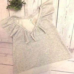 CAD Gray Ruffle Off Shoulder Crop Top Size  (S)